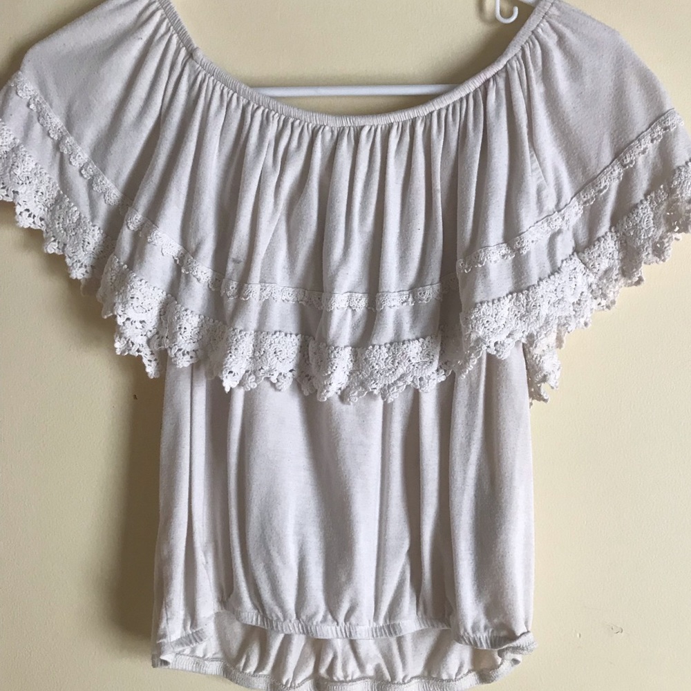 White off the shoulder shirt from Hollister
